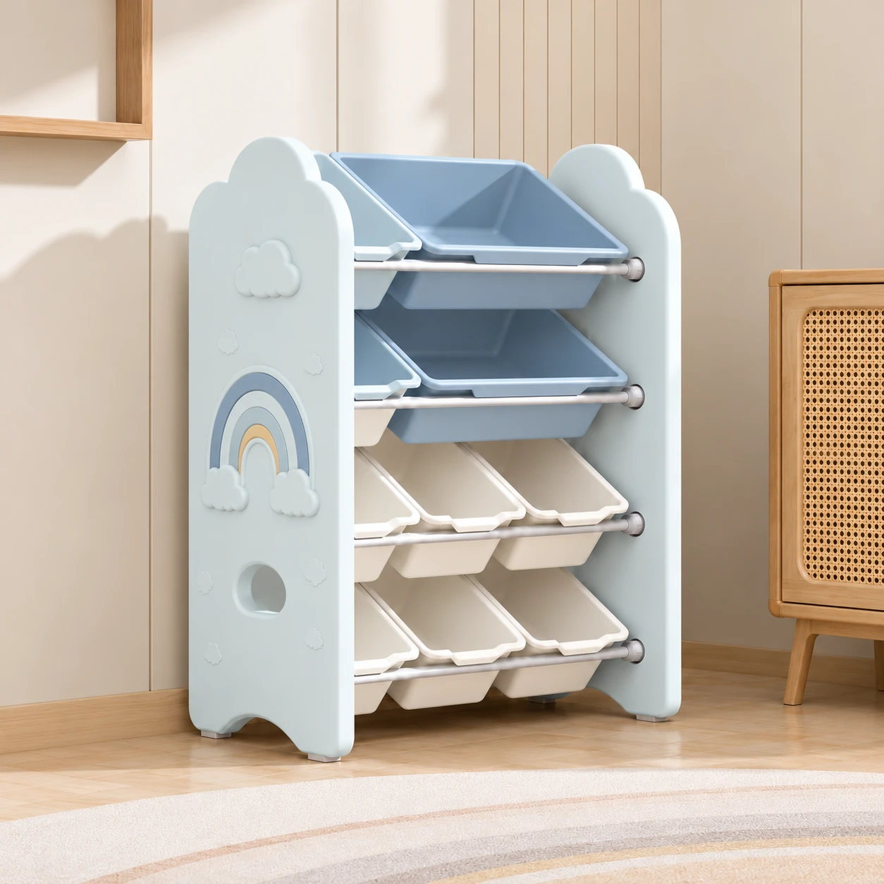 Mist Blue cloud-and-rainbow storage color concept