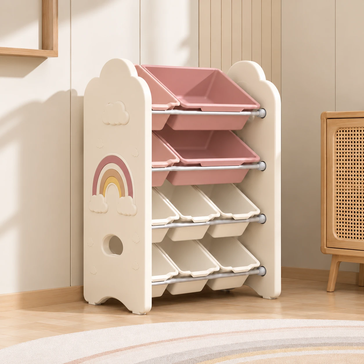 Oat & Rose cloud-and-rainbow storage color concept